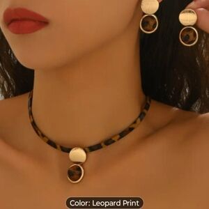 Bohemian necklace earring leopard set